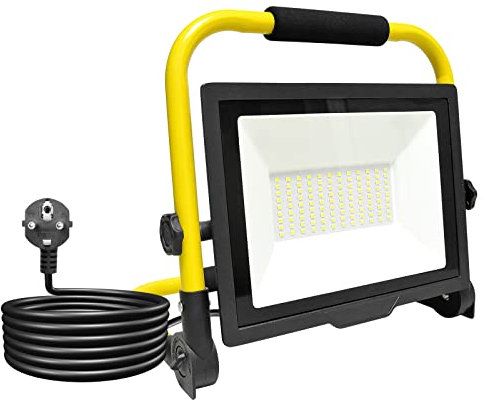 AUXTINGS 75W Projecteur Chantier led Lampe 7500LM Spot Chantier 6000K Blanc Froid Eclairage Chantier IP66 Baladeuse Led Portable Avec Câble de 3M Pour Travaux d'Atelier, Garage
