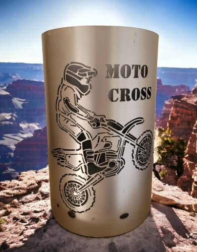 TiKo-Design Feuertonne/Feuerkorb – Lagerfeuertonne mit Moto Cross Motiv – Verleihen Sie Ihrem Garten EIN besonderes Ambiente für unvergessliche Abende