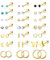 Finrezio 21 Paar Edelstahl Ohrstecker für Damen Herren Tragus Helix Knorpel Ohrringe Winzige Ohrstecker Gold Flache Rückseite Ohrringe Schmetterling Herz Piercing Ohrstecker Ohrringe Piercing Schmuck