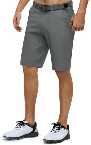 33,000ft Men's Golf Shorts Dry Fit, 11 Lightweight Quick Dry Golf Stretch Bermuda Shorts Performance Casual Shorts with Pockets for Golf Travelling and Wroking, Charcoal Grey 38W