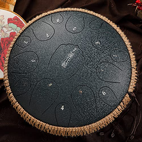 Stahl Zunge Trommel, 15 Noten Zunge Trommel, 14 Zoll Handpan Drum Percussion Steel Drum Instrument, Heilung Trommel Mit Drumsticks, Ton Aufkleber Und Tragbare Reisetasche, D-Dur