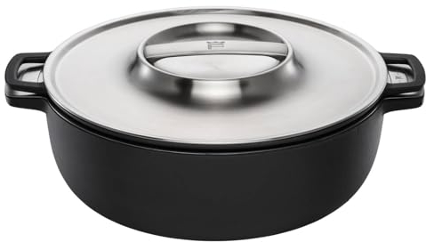 Fiskars Norden Grill Chef Gusseisentopf, Ø 30 cm, Für alle Kochfelder geeignet, Edelstahl-Deckel, 1066430