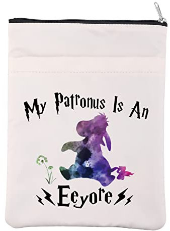 BAUNA Schutzhülle für Eselliebhaber, Motiv: Esel / Geist, mit Reißverschluss, Aufschrift 'My Patronus Is I-Aah' - Wasserfest, Weich, Unisex, Buchhülle, Schutz und Transport von Büchern und Tablets