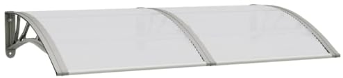 vidaXL Auvent de Porte, Marquise Solaire avec Support, Abri Protection Contre Pluie, Banne Entrée Porte Patio, 150x75 cm Gris Polycarbonate
