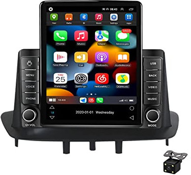 Plusfish 2 DIN Coche Estéreo con 9.7 Pulgadas Pantalla Táctil Reproductor para Renault Megane 3 Fluence Samsung 2008-2014 con Bluetooth/GPS/FM/USB, Autoradio Apoyo De Carplay/Auto,Ts400
