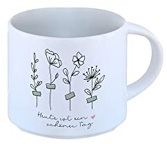 Odernichtoderdoch Tasse „Schöner Tag“ - Kaffeebecher aus Keramik mit Motiv - Volumen 0.4 l weiß
