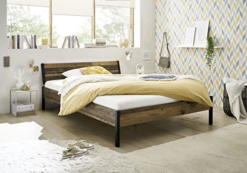 möbelando Bett >Marseille< in Old Style Dunkel - 146,4x73,4x215,6cm (BxHxT)