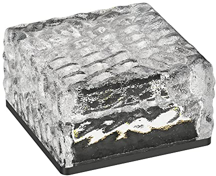 ledscom.de LED Solar-Pflasterstein Bodeneinbauleuchte BROSLO für außen, IP67, Glas, eckig, 10 x 10cm, warmweiß
