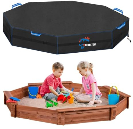SIRUITON Octagon Sandbox Cover, 420D Oxford Cloth Waterproof, Windproof and Dustproof, Waist with Adjustable Buckle for Stability, Protect Sandbox Sand and Toys(Only Cover,84 X 78 X 9)
