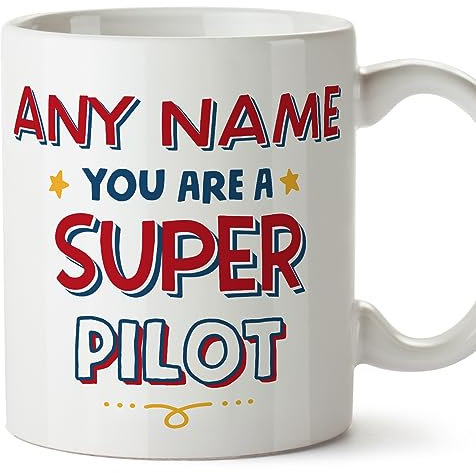 MUGFFINS Personalised Mug for Pilot - in English - You are Super - Funny Custom Gift for Colleagues - Ceramic 11oz Mug