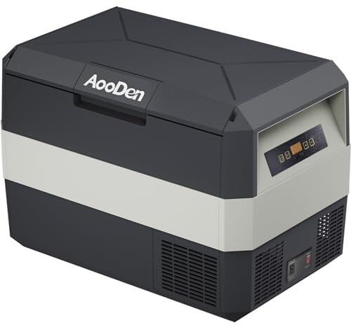 AooDen ECF-30 Professional 12 volt Refrigerator, Car Fridge Freezer, Portable Freezer 32 Quart -7℉~50℉, Car Cooler 12/24V DC and 100-240V AC for Outdoor, Vehicles, Camping, Travel (Black and Grey)