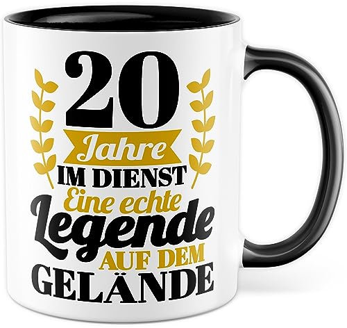 Tasse Dienstjubiläum Geschenk, 20 Jahre im Dienst - Eine echte Legende Geschenkidee Kollegen Kaffee-Becher Kaffeetasse Tasse mit Spruch Firmenjubiläum Arbeitsjubiläum Büro-Geschenk