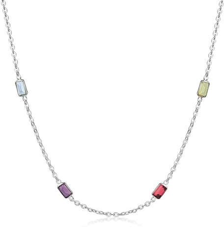 Materia Edelstein Collier bunt Silber 925 Kette Damen CO-54