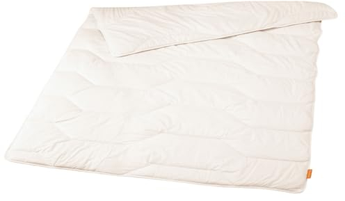 sleepling Schurwolle Ganzjahresdecke Bezug 100% Baumwolle medium Bettdecke 200 x 200 cm, weiß