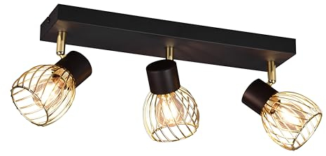 RL LIVE YOUR LIGHT Reality Leuchten Spotbalken Ardon R81383080, Metall Schwarz matt/goldfarbig, exkl. 3x E14