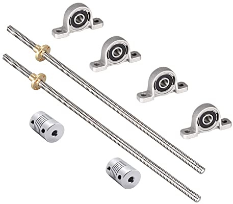iYueMps 2 Set 1000mm T8 Gewindespindel Set, 304 Edelstahl 8mm Gewindestange mit Messingmutter, Vertikaler Stehlager, Flexible Kupplungen für 3D-Drucker und CNC Maschine