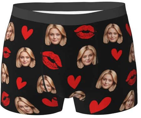 XIAYUEHUA Custom Boxers with Face Personalized Underwear for Men Boyfriend Husband Him (Medium)
