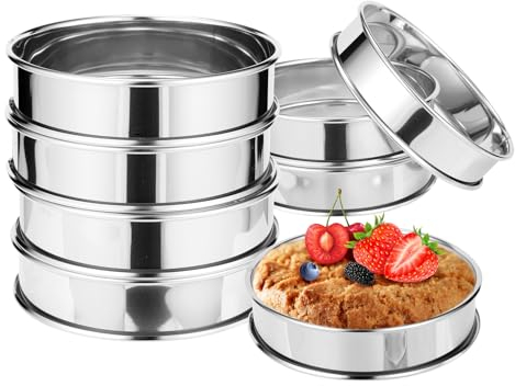 8pcs English Muffin Rings, 4 Inch, 3.15 Inch Stainless Steel Crumpet Rings Nonstick Double Rolled Round Pastry Mold Metal Tart Rings for Cooking Baking Egg Pancakes Dessert Food