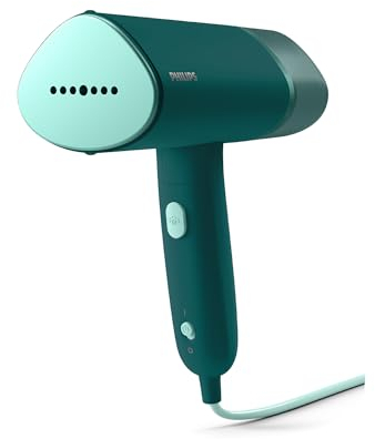 Philips 3000 Series Handheld Steamer - 1000W, 20 g/min Steam, Detachable 120ml Water Tank, Metal Soleplate, Heated Plate, Storage Pouch Included, 660 g Light Weight, Dark Green (STH3020/70)