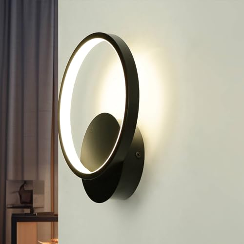 Licht-Erlebnisse LED Wandleuchte Innen, Wandlampe Schwarz, B:19,5 cm, 10 W, 760 lm, 4100 K, neutralweiß, indirekt, Schminklicht, Bad, Küche, Flur, Treppenhaus Beleuchtung