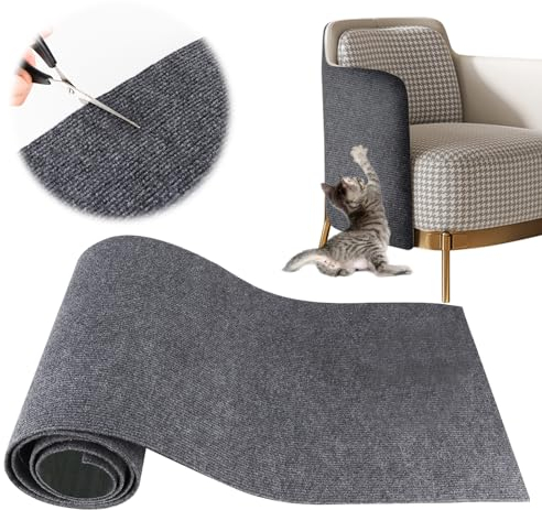 YAOZUP Alfombra Rascador para Gatos, 200 * 40cm Tapete Rascador para Gatos con Autoadhesivo, DIY Climbing Cat Scratcher, Alfombra Autoadhesiva para Gato para Proteger Alfombras y Sofás (Gris)