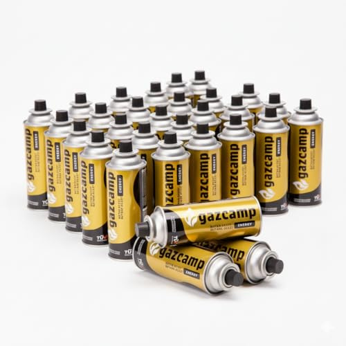 Gazcamp GC227 Gaskartusche, Gaskartuschen, Butan, MSF-1a Bajonett Ventil, 227g, Gaskocher, Campingkocher, Unkrautbrenner, Universaldruckgasdose, Camping, BBQ, Heimwerken, DIY (24 Kartuschen)