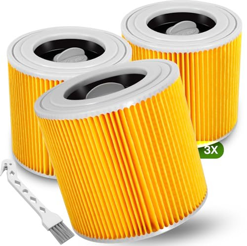 ZZXLOPEZ 3x Filtre Aspirateur Pour Karcher, Filtre à Cartouche, Filtres Cylindriques Pour Karcher Premium WD2 WD3 MV3 WD3 - Filtre de Rechange pour Aspirateurs Humides et secs 6.414-552.0/64145520