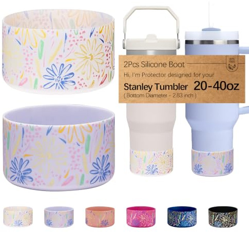 WK IEASON 2Pcs Silikon Wasserflasche Boot für Stanley Quencher adventure 40oz & Stanley IceFlow 20oz 30oz