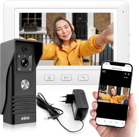 Eura VDP-45A3-TY Alpha+ TUYA Video-Türsprechanlage Gegensprechanlage WiFi, 4 Draht, 7-Zoll-Farbmonitor,Weiß