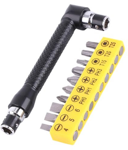 Iron L Shape 1 4 Inch Hex Socket Wrench Double Head with Various Screwdriver Bits, Handy Tool for Metal, Wood Workers, Builders