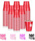 Dualshine Confezione da 100 bicchieri di plastica rossi da 350 ml, bicchieri usa e getta per feste, bicchieri resistenti, bicchieri natalizi per matrimoni, compleanni, birra, gusti, snack,