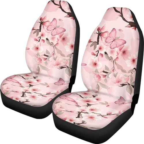 FANCOSAN Autositzbezug für Vordersitze, rutschfest, mit Blumenmuster, 2 Stück, Rosa