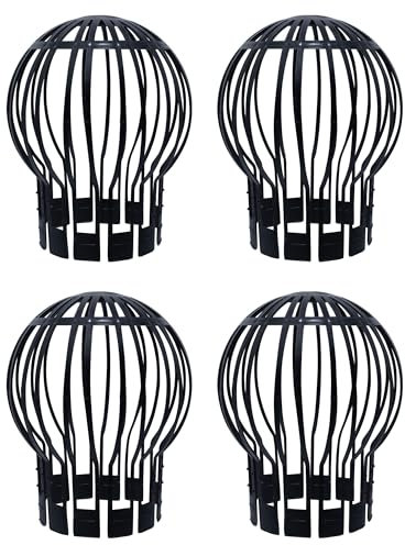 4 Plastic Gutter Drainpipe Guard - Adjustable Black Filters, Flexible Downpipe Protectors, Stop Leaves Debris Moss Mud, Prevent Drain Blockages, Gutter Mesh Guard, Plastic Drain Cover (4)