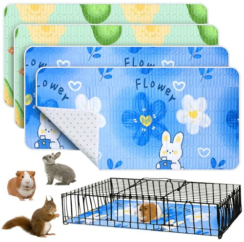 Meerschweinchen-Käfig-Auskleidung, waschbar, wiederverwendbar, wasserdicht, für kleine Tiere, Hamster, Kaninchen, Eichhörnchen, Käfig, 61 x 120 cm, 4 Stück