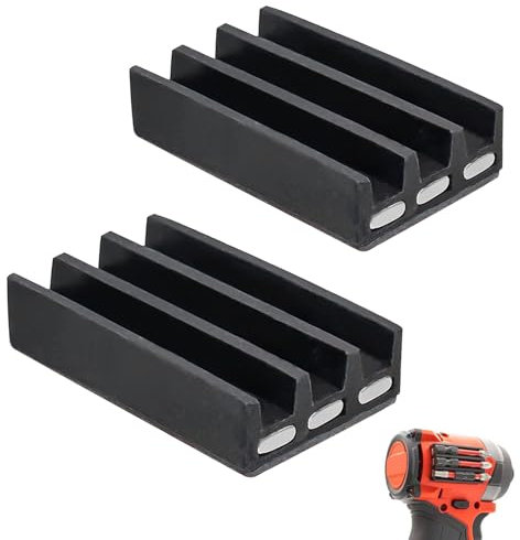 2 Stück Magnetische Bit Halter, Kleberückseite Magnetstreifenverstärkung, Starker Halt für Bohrer, Kompatibel Mit den Meisten Bohrmaschinen und Schraubendrehern (Schwarz)