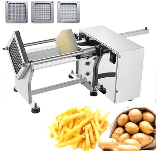 KLYDBMYT Coupe-Frites électrique avec Lame de 6/9/13 mm, trancheuse de Pommes de Terre Professionnelle/Domestique, Hachoir à légumes électrique 200-300 kg/h pour Pommes de Terre et Carottes