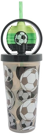 Polar Gear Football 530ml Fidget Spinner Tumbler - Fun & Interactive Drinkware for Kids, BPA-Free, Spill-Proof Lid, Black &Green