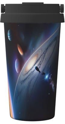 WBQLSL A Fascinating Universe - Termo de acero inoxidable con patrón de universo, aislamiento térmico y frío de larga duración, taza de café portátil