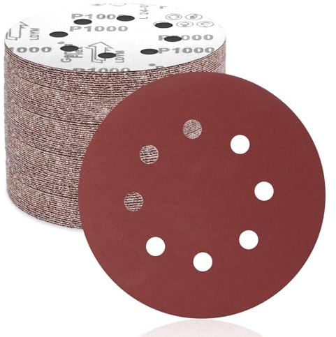 FEIHU Disques de Ponçage Papier Abrasifs 125mm 8 trous 50 pièces Grain 1000