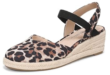 LifeStride Women's Pilar Espadrille Wedge Sandal Light Natural Leopard 6.5 W
