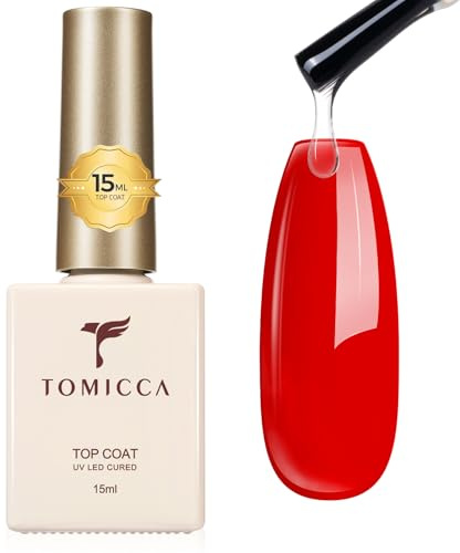 TOMICCA 15ML No Wipe Top Coat Gel UV Nagellack, Soak Off Überlack fur Nail Art Design Nägel Maniküre Kit für Nagelstudio DIY Home