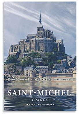 Metall-Blechschild, Poster, Abtei von Mont Saint Michel, Frankreich, dekorative Wandkunst, Retro-Metallschild zum Aufhängen an der Wand für Bar, Pub, Restaurant oder als Heimdekoration, 20 x 30 cm