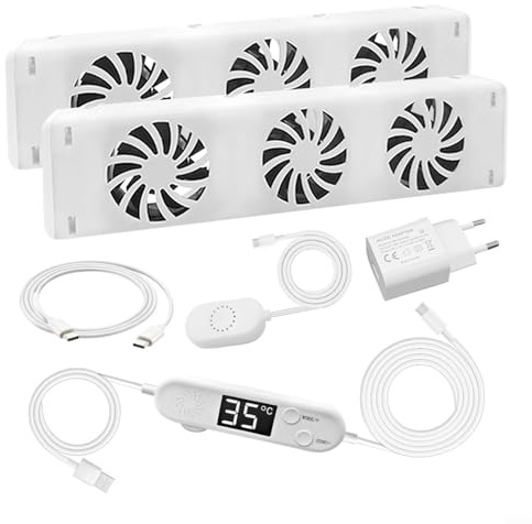 URPIZY Heizkörper Ventilator 3.0 Heizungsventilator, Smart Lüfter Für Heizkörperverstärker Einstellbarer, Leiser Betrieb, Sparen Von Energie/Heizkosten, Für Unterheizungen & Heizkörper(MXRV25-02)