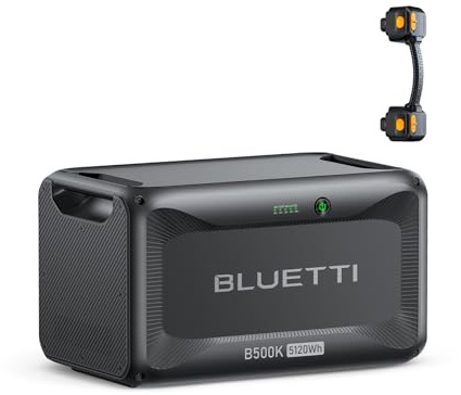 BLUETTI B500K Batería de Expansión con Cable CA90, Batería LiFePO₄ 5120Wh | para la Estación Portátil Apex 300, Capacidad Extra para Generador Solar, Respaldo en el Hogar y Uso Fuera de la Red