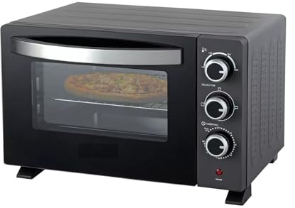 Compact 20L Mini Electric Oven and Grill, Black, Temperature Control, Timer Function, Countertop Kitchen Appliance