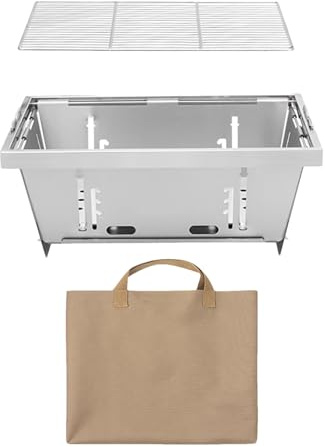 Gril de camping portable, multi-usage, pliable, hauteur réglable, poignées pliantes pour camping et jardin