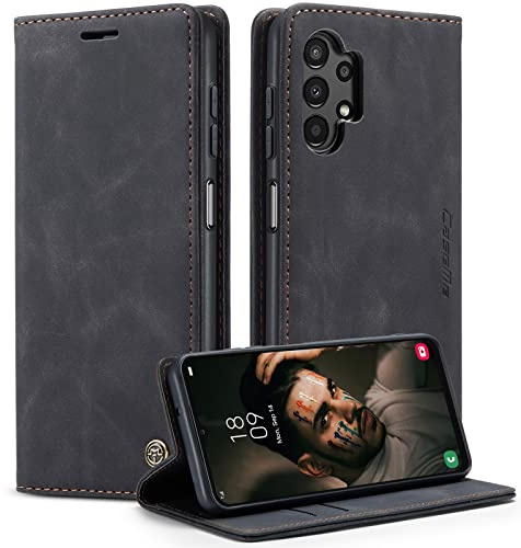 GerlWorld Klapphülle für Samsung A13/A04S/A04/M13 5G, PU-Leder, Schwarz | PU-Leder Wallet Case mit Kartenfächern, Standfunktion und stoßfester TPU-Schale – für Alltag, Arbeit und Reisen.