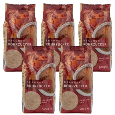 Bielmeier Küchenmeister Rohrzucker braun 5×500 g – naturbelassen, aromatisch & fein-kristallin – 2,5 kg unraffinierter Zucker ideal für Backen, Getränke & Desserts