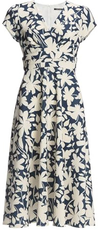 Swing Midi Kleid aus bedrucktem Scuba - 46