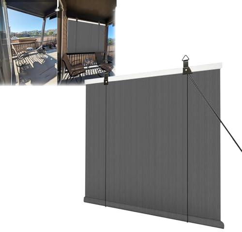 Wetterfest Markisen Rollo Blickdicht, Hochwertiges Fenster Rollo Blind Sonnenschutz Innen Außen, 50-140cm Verdunkelungsrollos Shades Vorhang Sichtschutz Seitenzug Jalousien(DarkGrays,H140 W70cm)
